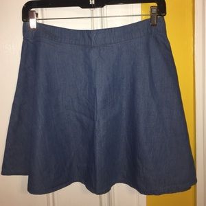 Cute chambray skater skirt.