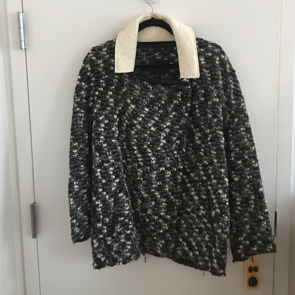 Isabel Marant Wool and Leather Collar Cardigan