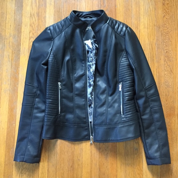 Guess Jackets & Blazers - Guess Faux Leather Moto/Bomber Jacket