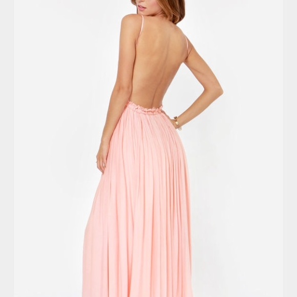 SOLD Backless Pink Lace Maxi Dress - Picture 3 of 3