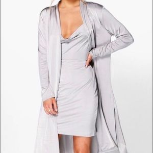 Slinky cowl neck dress and duster set