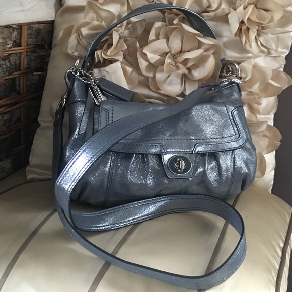 💋NWOT, Coach handbag, gunmetal, leather Poppy