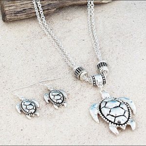 Sea Turtle Necklace and Earring Set - Unique!
