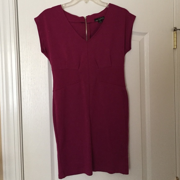 Violet mini dress with visible silver zipper