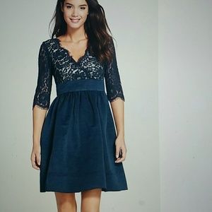 Eliza J Lace & Faille Dress