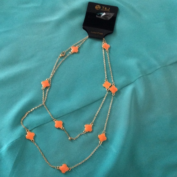 T&J collection orange gold necklace