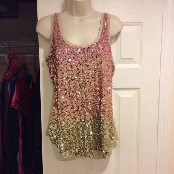 Beautiful Express Sequin Tank Top Large