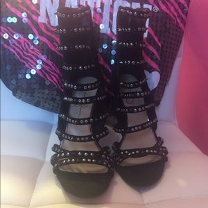 Jessica Simpson caged spiked black heels