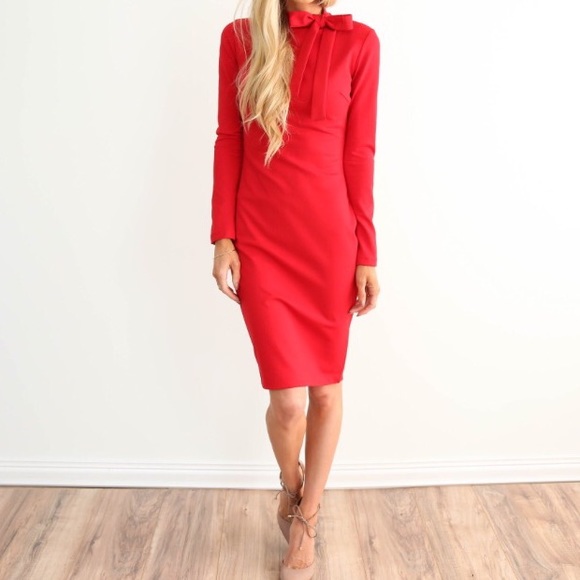 Dresses & Skirts - ❤️ Valentine's Day❤️Bodycon Bow Red Dress LAST ONE
