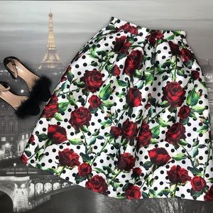 Holiday Rose Polka Dot A-Line Poofy Skirt