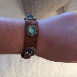 Leather + stone bracelet