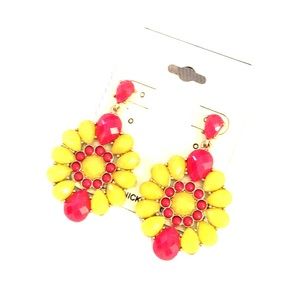 Hot pink and yellow earrings