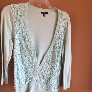 100% cotton sweater  lace design front