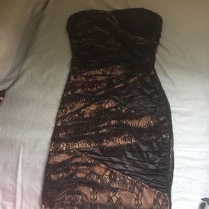 Black Lace Strapless Dress