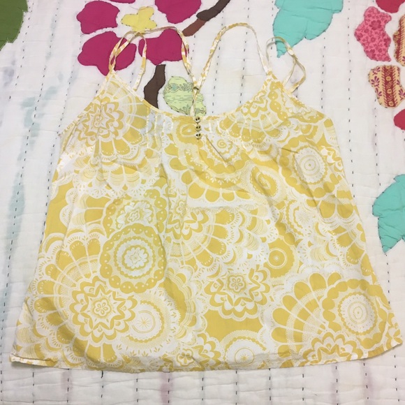 Yellow floral Anthropology tank