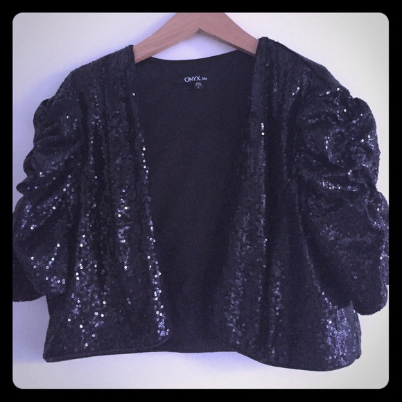Black sequin short-sleeve shrug