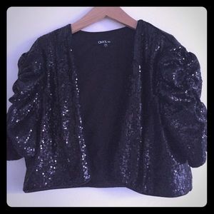 Black sequin short-sleeve shrug