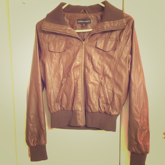 Ambiance Jackets & Blazers - Faux leather bomber jacket