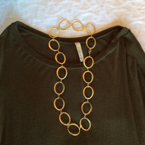 Gold circles long necklace.