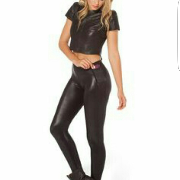 Black Milk wet look pocket leggings size M