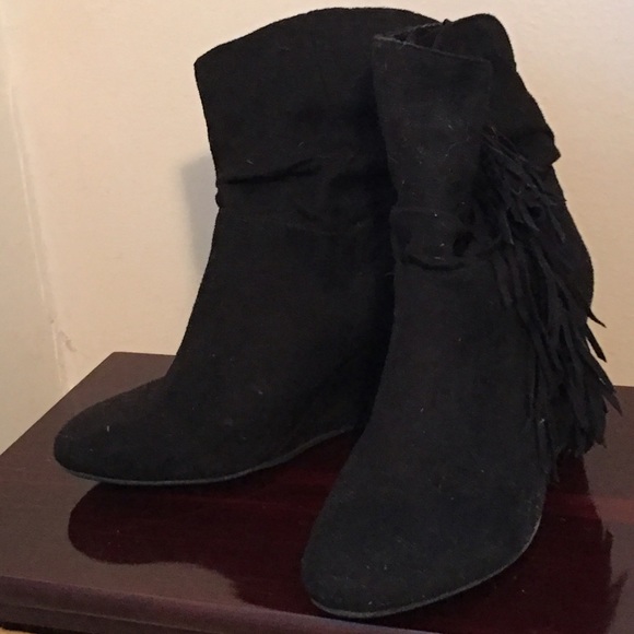 Black hidden wedge ankle booties