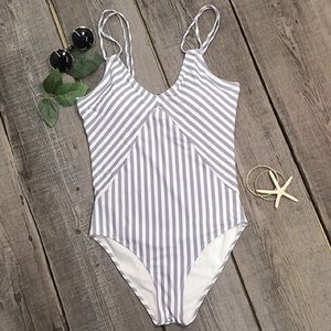 Striped One Piece Swimsuit