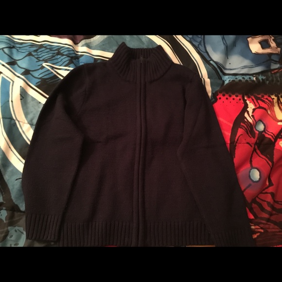 Boys Uniform Zip Sweater Dark Navy Blue - Picture 2 of 2