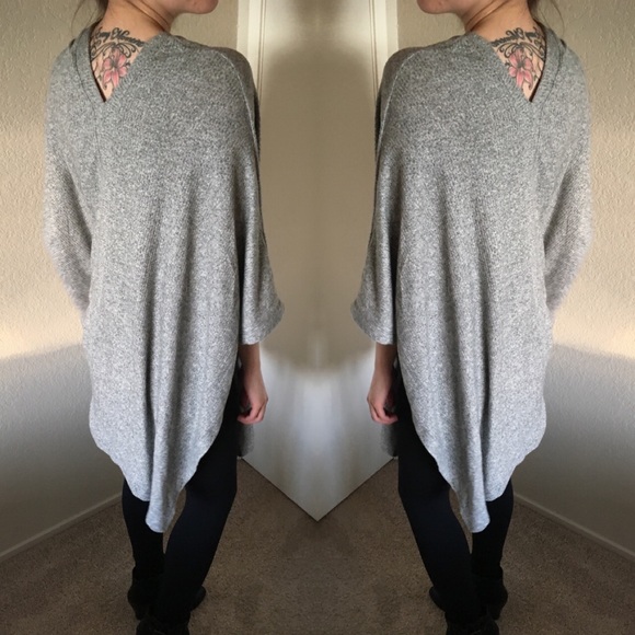 LAST XS/S • Heather Gray Poncho Sweater - Picture 6 of 7