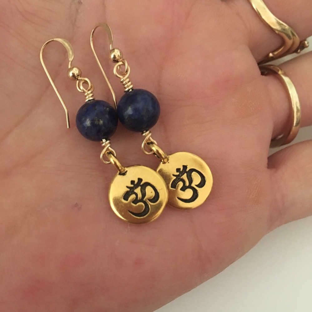 Lapis 💙 Ohm Symbol Yoga Earrings