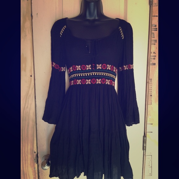 Dark Blue Boho-Style Dress
