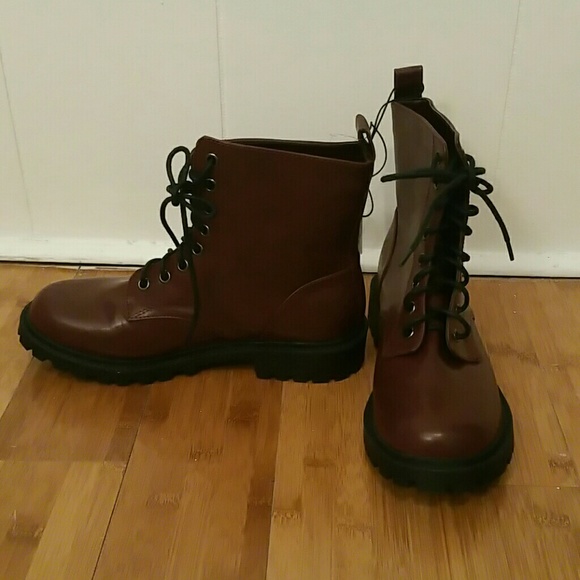 Red Combat Boots SZ 6