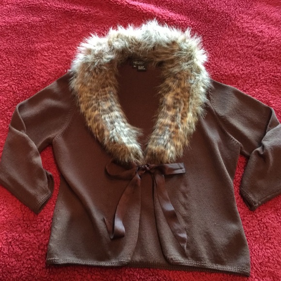 Karen Kane Fur Trimmed Sweater XL