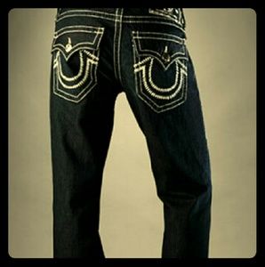 True religion jeans black with white stitching