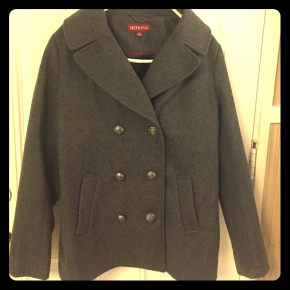 Gray double-breasted peacoat