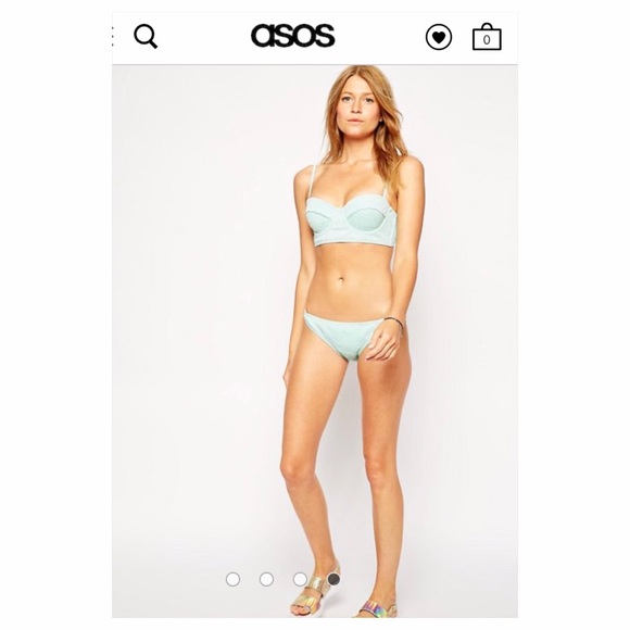 NWOT ASOS Embossed Floral Longline Bikini 32A & 4 - Picture 1 of 4