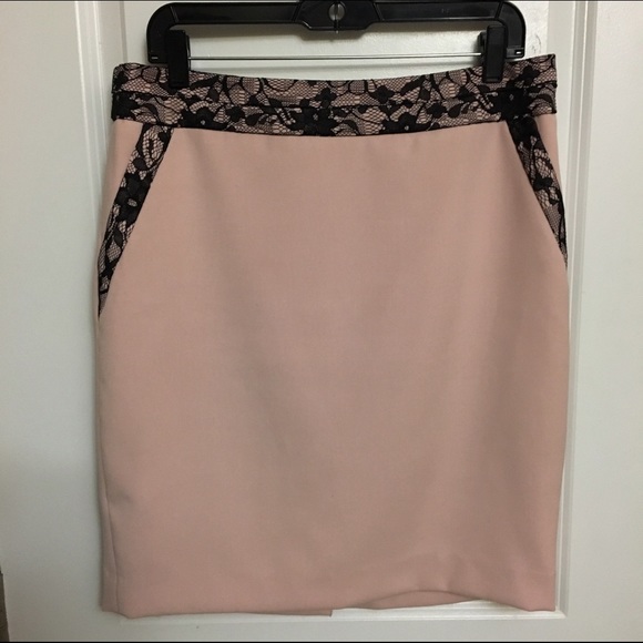 The Limited- Pink and Black Lace Skirt
