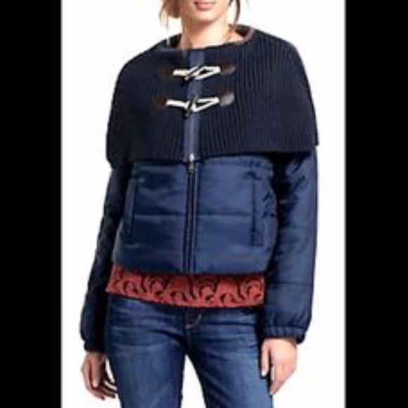 Navy down jacket from anthropologie