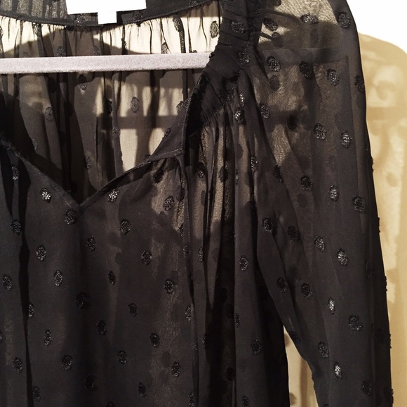 {LOFT} Sheer black polka-dot blouse! - Picture 2 of 3