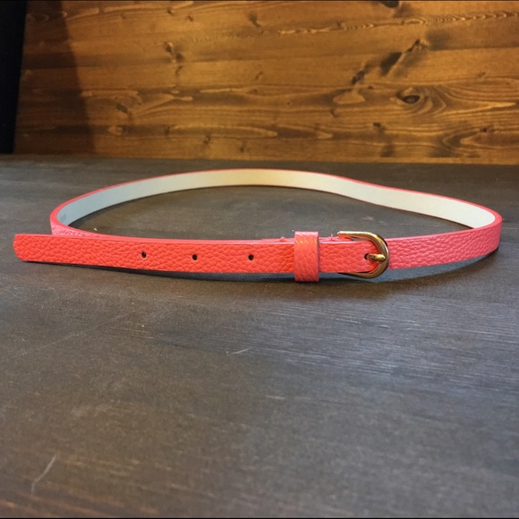 Coral Skinny Mock Leather Belt
