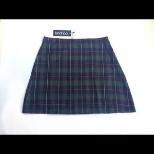 Green & Blue Plaid A Line Mini Skirt NWT