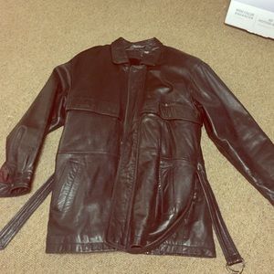 XXL Black heavy male leather coating