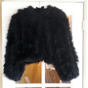 Sexy Black Maribou Feather Shrug Jacket