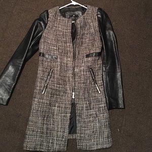 H&M long faux leather jacket size 2