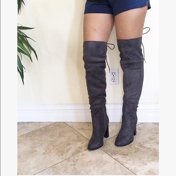 Grey thigh high boots - Picture 2 of 3