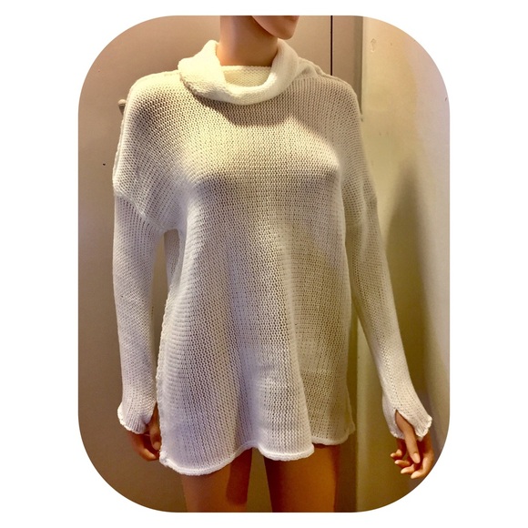 Last One!! White Oversized Cowl Neck Sweater - Picture 3 of 4