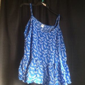 Blue with white flower designed tank top