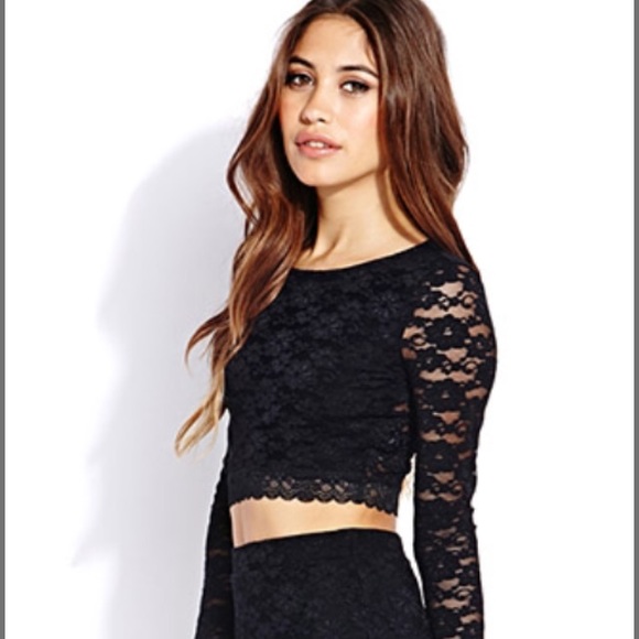 Black Lace Crop Top