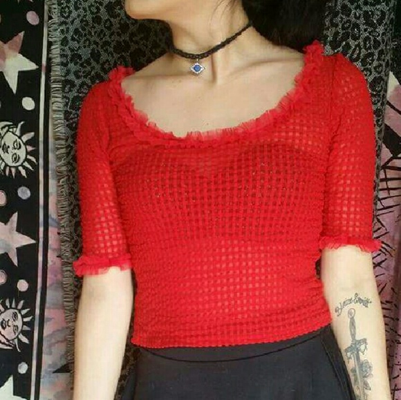 Betsey Johnson Tops - Vintage Betsey Johnson ruffle crop top