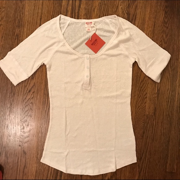 MOSSIMO Henley Off White Cream, Medium, NEW