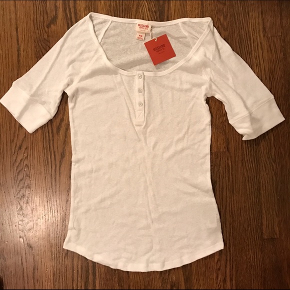 MOSSIMO Henley White, Medium, NEW